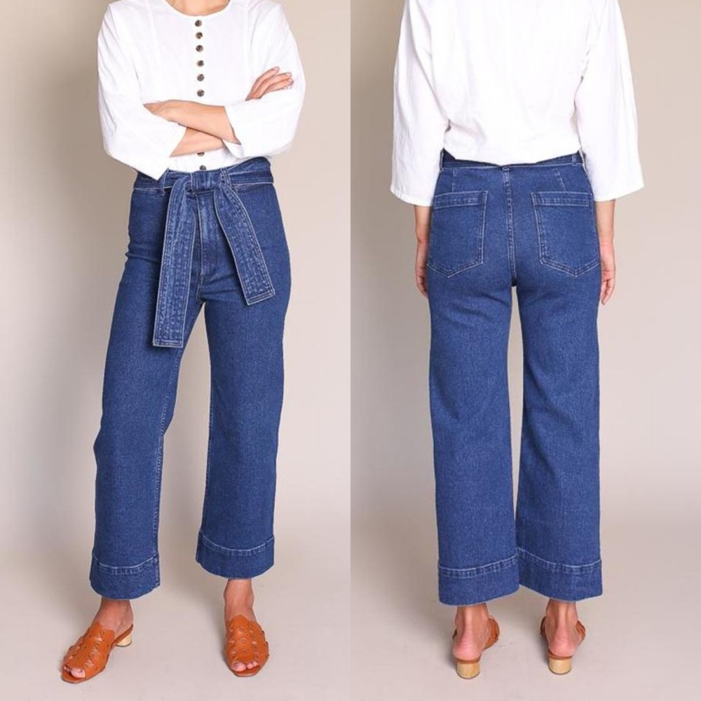 Apiece Apart Merida Navy Belted Denim Pant